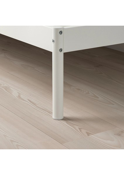 Kleppstad Karyola 140 x 200 CM Çift Kişilik Beyaz Bej Metal Çerçeve Yıkanabilir Başlık Kılıfı