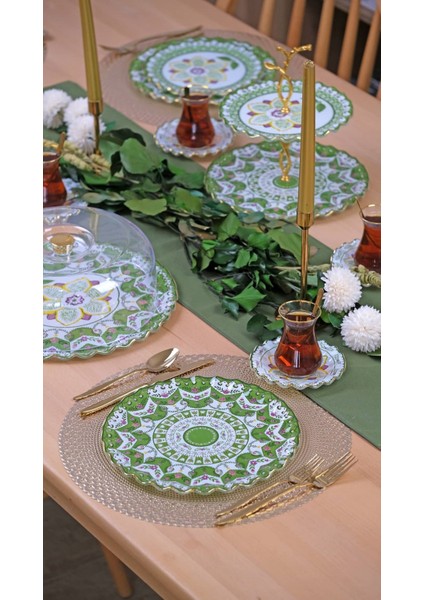 Montsechia Vidalii 6 Parça 6 Kişilik Altın Yaldızlı Servis Takımı - Servis Tabağı