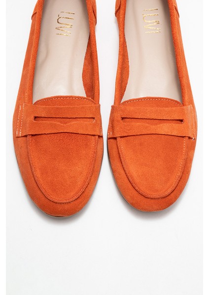 F02 Turuncu Süet Hakiki Deri Kadın Loafer Ayakkabı fiyatları