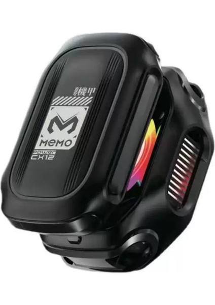 Memo CX12 E Sporcu -15 Derece Powerbanklı ve Kablo Destekli Magsafe Rgb Telefon Soğutucu Fan Tablet Sogutucu Fan Tüm Cihazlar ile Uyumlu Extra Magsafe Halkalı - Black