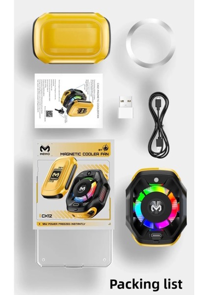Memo CX12 E Sporcu -15 Derece Powerbanklı ve Kablo Destekli Magsafe Rgb Telefon Soğutucu Fan Tablet Sogutucu Fan Tüm Cihazlar ile Uyumlu Extra Magsafe Halkalı - Black fiyatları