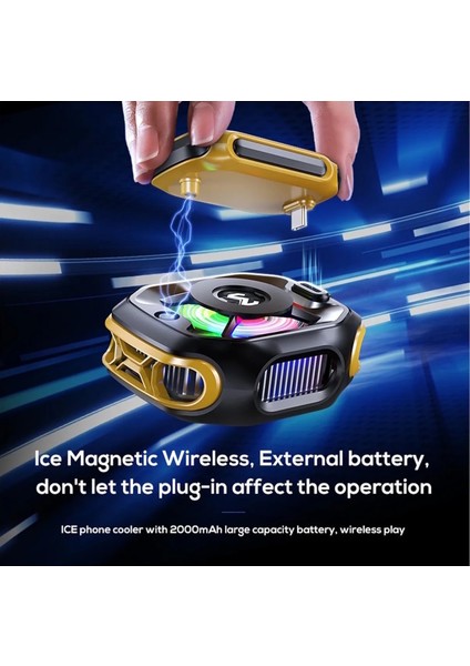 Memo CX12 E Sporcu -15 Derece Powerbanklı ve Kablo Destekli Magsafe Rgb Telefon Soğutucu Fan Tablet Sogutucu Fan Tüm Cihazlar ile Uyumlu Extra Magsafe Halkalı - Black modelleri