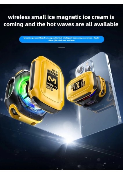 Memo CX12 E Sporcu -15 Derece Powerbanklı ve Kablo Destekli Magsafe Rgb Telefon Soğutucu Fan Tablet Sogutucu Fan Tüm Cihazlar ile Uyumlu Extra Magsafe Halkalı - Black fırsatları