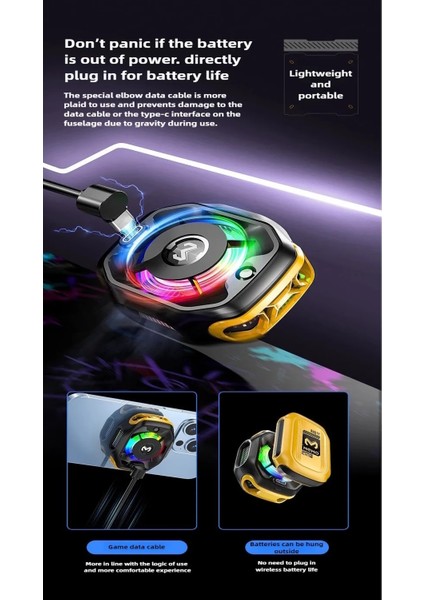 Memo CX12 E Sporcu -15 Derece Powerbanklı ve Kablo Destekli Magsafe Rgb Telefon Soğutucu Fan Tablet Sogutucu Fan Tüm Cihazlar ile Uyumlu Extra Magsafe Halkalı - Black