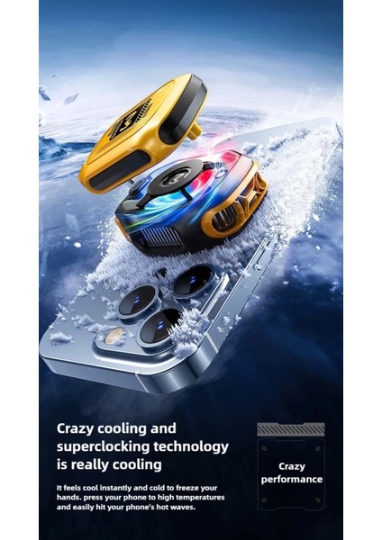 Memo CX12 E Sporcu -15 Derece Powerbanklı ve Kablo Destekli Magsafe Rgb Telefon Soğutucu Fan Tablet Sogutucu Fan Tüm Cihazlar ile Uyumlu Extra Magsafe Halkalı - Black