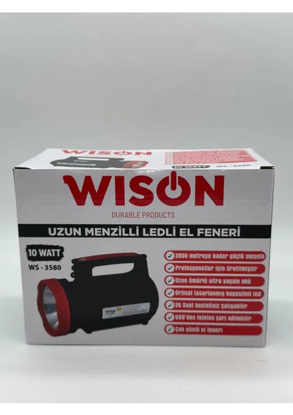 WS-3580 Uzun Menzilli LED El Feneri 20SAAT Çalışma Süresi 10WATT fiyatları