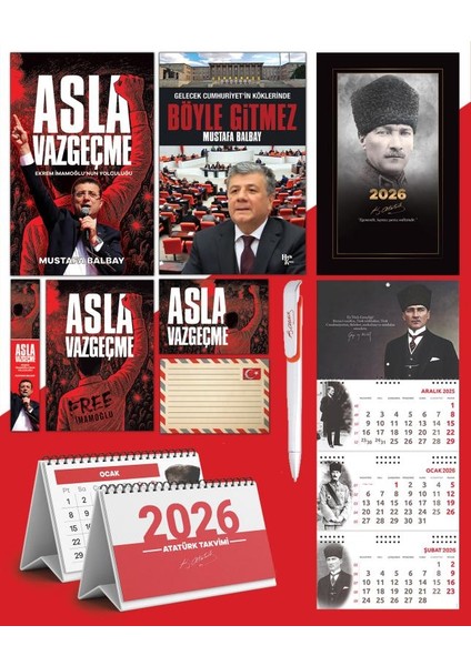 Asla Vazgeçme - Ayraç - Kartpostal - Poster - Böyle Gitmez - 2026 Ajanda Komutan - Gazi Duvar Takvimi - Masa Takvimi