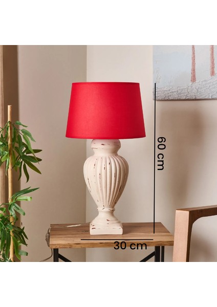 Lighting Apollon Eskitme Büyük Abajur - Kırmızı / Krem - 60 cm fırsatları