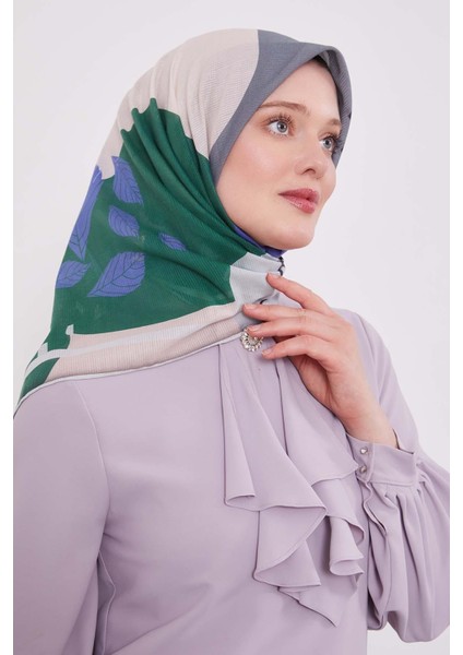 Benetton Yaprak Desen Pamuk Eşarp