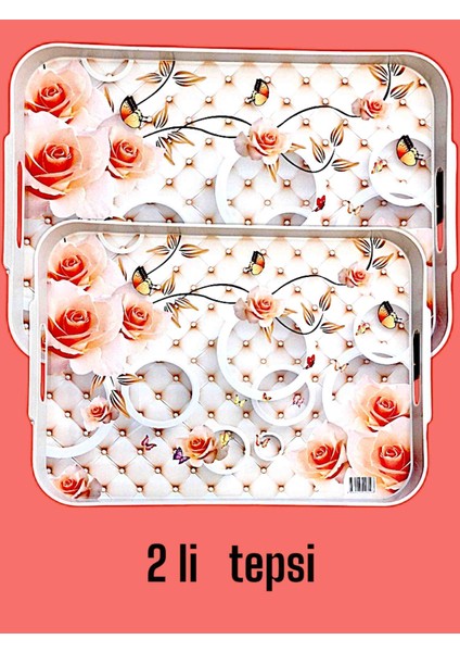 Tepsi Plastik Büyük Küçük Boy Ikili Tepsi Çay Kahve Tepsi