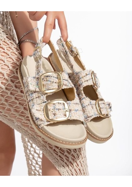 Bernishoes Olira Bej Simli Kemerli Sandalet