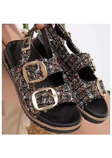 Bernishoes Olira Siyah Simli Kemerli Sandalet fiyatları