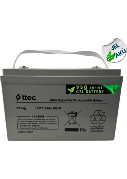 Ttec 12V 110AH Jel Akü Karavan Hobi Bahçesi Bağ Solar Sistem Uyumlu