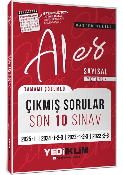 Yediiklim Ales Master Serisi Sayısal Yetenek Tamamı Çözümlü Son 10 Sınav Çıkmış Sorular