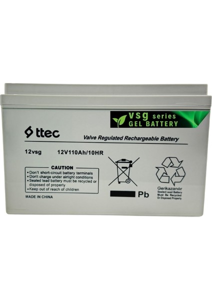 Ttec 12V 110AH Uzun Ömürlü Jel Akü Bağ Bahçe Güneş Paneli Uyumlu modelleri