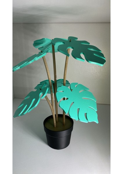 Yaprakları Bardak Altlığı Olan 3D Baskı Saksılı Dekoratif Bitki