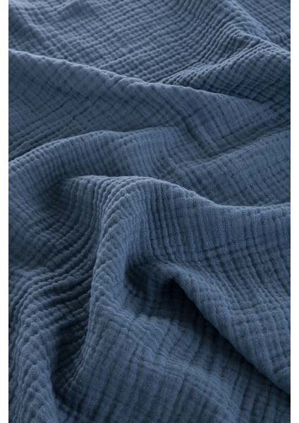 4 Katlı Premium %100 Pamuk Çoban Dikişli Müslin Battaniye| 120x120 cm | Navy modelleri