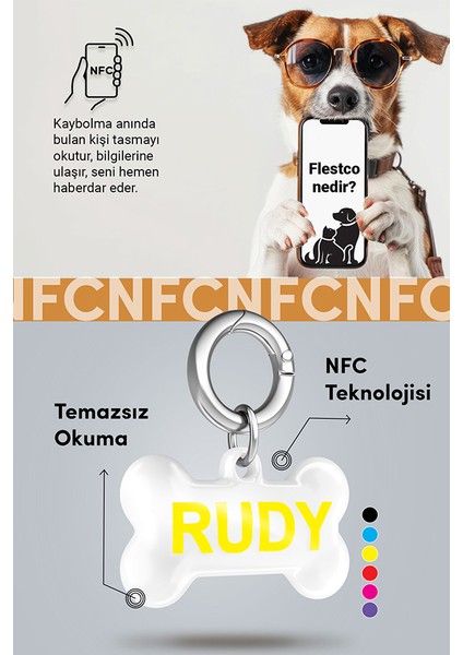 Nfc Akıllı Künye – Kemik Desenli – Isimli Model – Kişiye Özel – Kedi & Köpek fiyatları