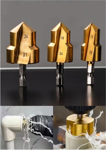 3 Parça Havşa Matkap Uç Boru Genişletme Raybalama Uç 20-25-32