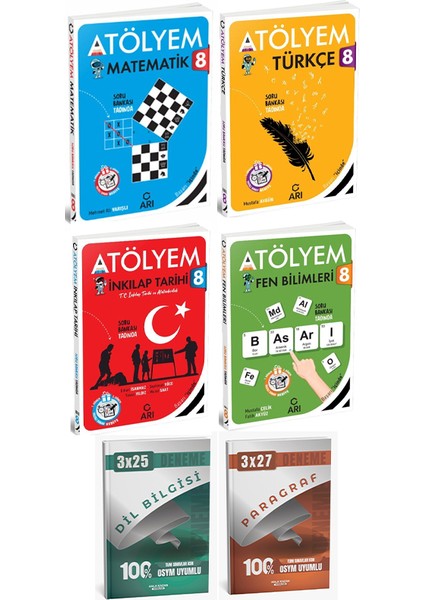 Anla Kazan + Arı 2026 8. Sınıf Atölyem Türkçe Matematik Fen Bilimleri Inkılap Tarihi + Deneme 6lı fiyatları