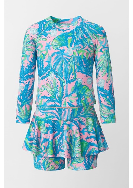 Etek Detaylı Kız Çocuk Desenli Mayo 3-10 Yaş 11920