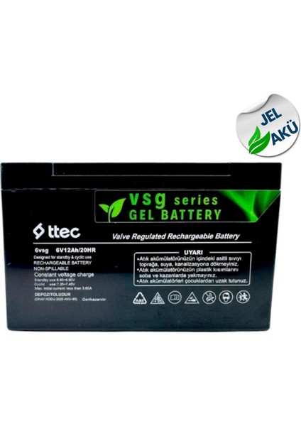 Ttec 6 Volt 12 Amper Jel Akü – Akülü Çocuk Arabası Için Uzun Ömürlü modelleri