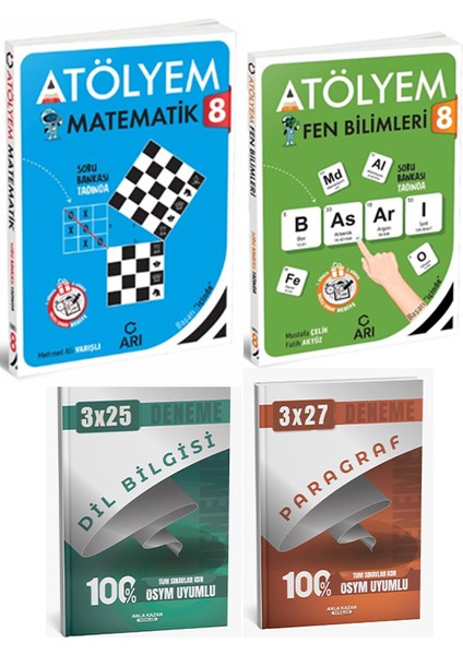 Anla Kazan + Arı 2026 8. Sınıf Atölyem Matematik Fen Bilimleri + Anla Kazan Deneme 4 Lü Set