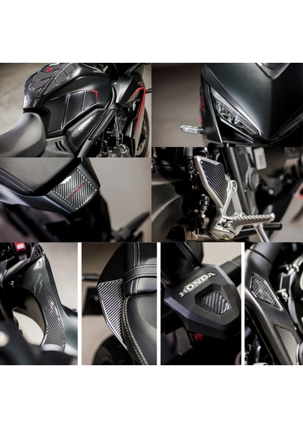 Honda CBR650R 2025 ile Uyumlu Kaydırmaz 6d Karbon 47 Parça Tank Pad Seti GC41 modelleri
