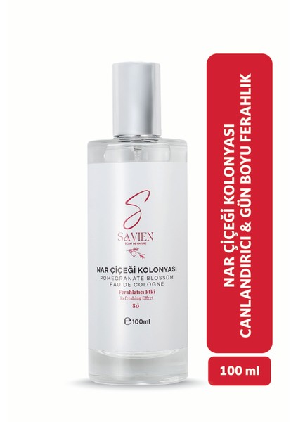 Nar Çiçeği Kolonya 80° - Cam Şişe, Sprey Başlık - Gün Boyu Ferahlatıcı Etki 100ml