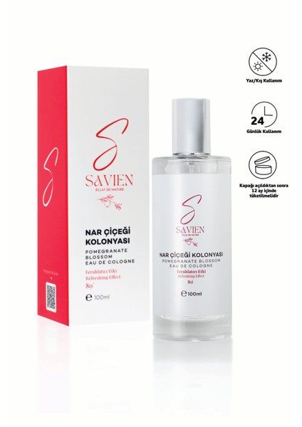 Nar Çiçeği Kolonya 80° - Cam Şişe, Sprey Başlık - Gün Boyu Ferahlatıcı Etki 100ml fiyatları