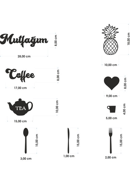 Mutfağım 9 Parça Mutfak Konsepti Duvar Yazısı Mdf Duvar Dekorasyon Ürünü fırsatları