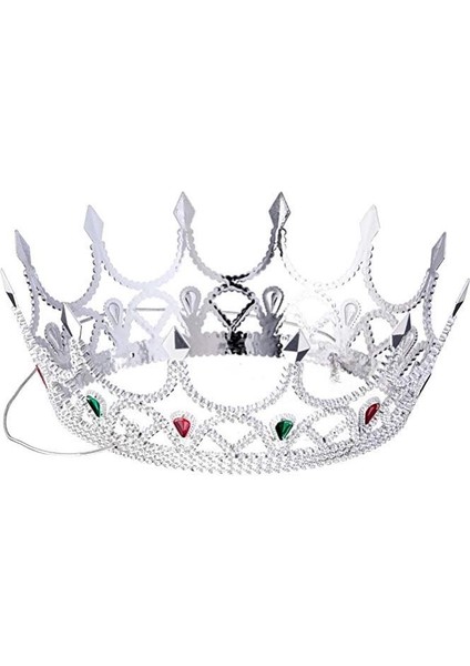 Nessiworld Taşlı Rönesans Kostümlü Kraliyet Ortaçağ Gümüş Kraliçe Prenses Tacı