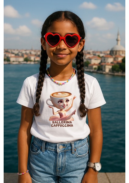 Blitzistanbul Ballerina Cappuccina Italyan Brainrot Tasarım Baskılı Çocuk Tişört,kapuçino Balerin Baskılı 4-13 Yaş fiyatları