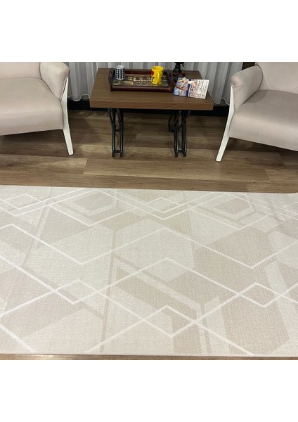 Aria 1127 Krem Pamuk Tabanlı Modern Halı