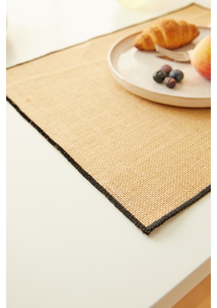 2'li Siyah Dikiş Detaylı Jüt Amerikan Servis 45 x 35 cm