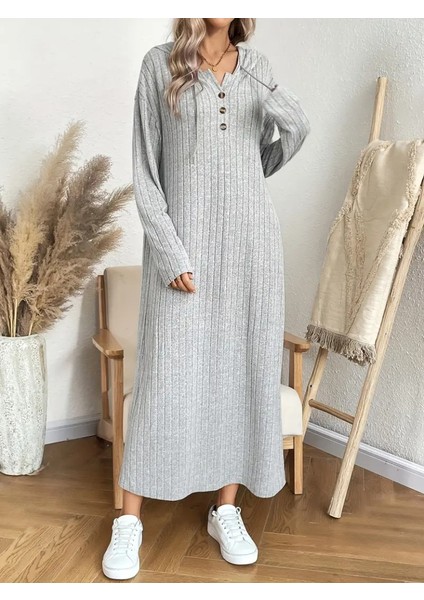 Kadın Uzun Kollu Kapşonlu Bağcıklı Şardonlu Kaşkorse Uzun Elbise modelleri