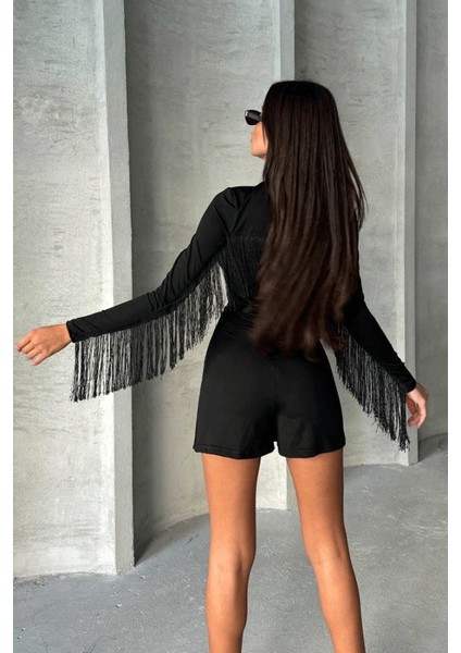 Kadın Uzun Kollu Balıkçı Yaka Püsküllü Kuşaklı Ithal Krep Tulum fiyatları