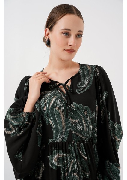 Balon Kol Uzun Tesettür Elbise 2464 - Y.yeşil fırsatları