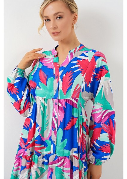 2423 Otantik Desenli Tesettür Elbise - D.pembe fırsatları