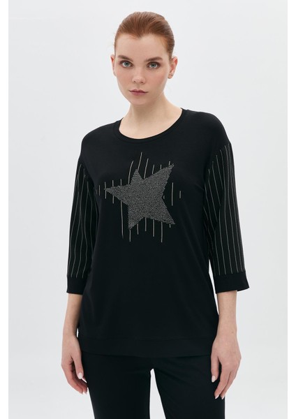 Yıldız Aplikeli Taşlı Çizgili Truvakar T-Shirt fiyatları