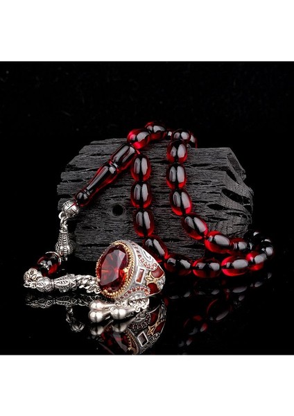 925 Ayar Gümüş Erkek Yüzük Akik Taşlı & Doğal Akik Taşlı Tesbih