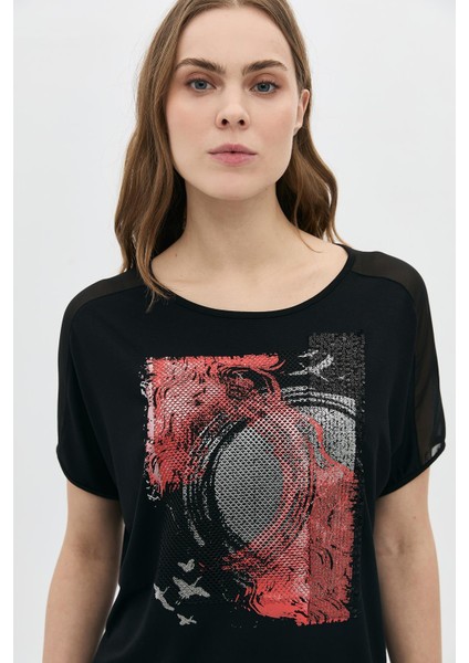 Fileli Baskılı Payetli T-Shirt modelleri