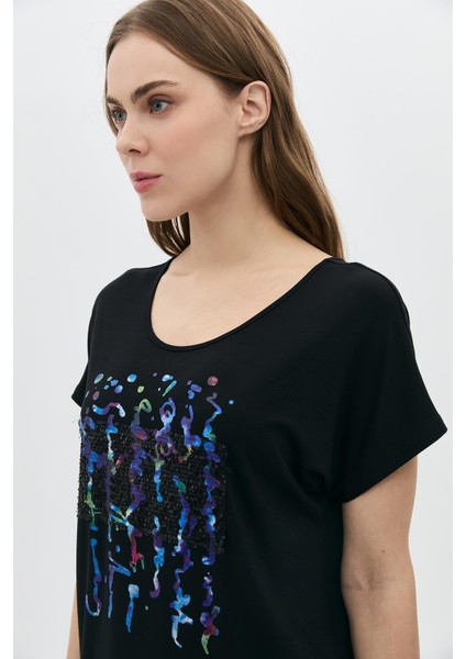 Payet Garnili Sırtı Çapraz Biyeli T-Shirt modelleri