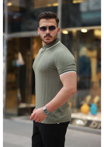 Erkek Düğme Yakalı Jakar Kumaş Kısa Kollu Tişört fiyatları