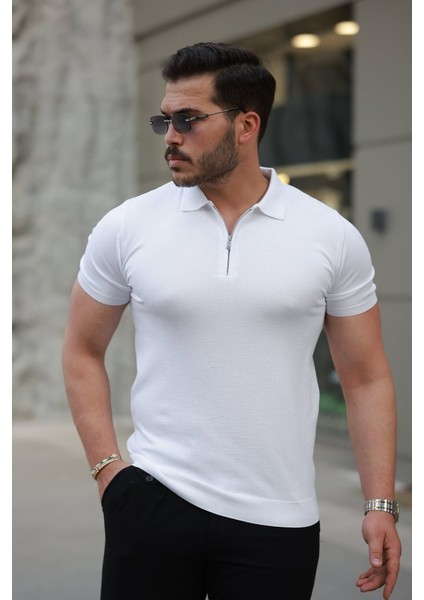 Erkek Fermuar Yakalı Kısa Kollu Tişört fiyatları