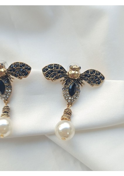 Gold Siyah Taşlı Tasarım Küpe fiyatları