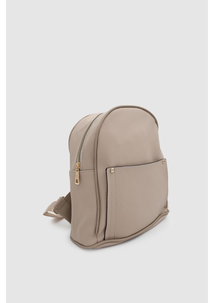 Furne Dış Bölmeli Dokulu Mini Sırt Çantası Krem modelleri