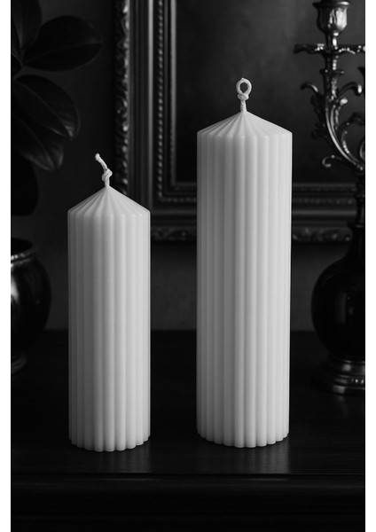 26-22CM 2 Adet Dev Boy Kütük Baton Spiral Çizgili Uzun Yanmalı Mum