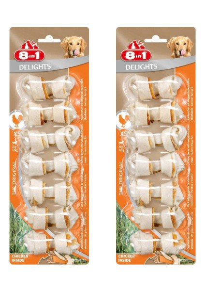 Delights Bones Tavuklu Düğümlü Köpek Ödül Kemiği (Xs) 84GR x 2 Adet