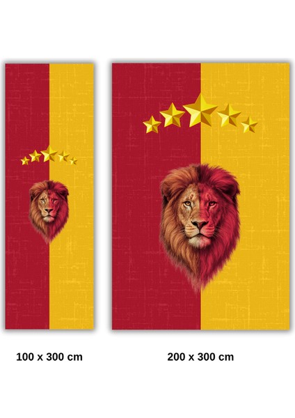 Aslan Desenli Sarı Kırmızı Taraftar Halısı Dijital Baskılı Dokuma Kaymaz Tabanlı Yıkanabilir Oturma Odası Halısı modelleri